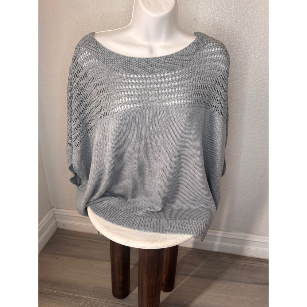 Max Studio 5701593 Open Work Linen Blend Sweater Slate Grey NWT Large
crochet